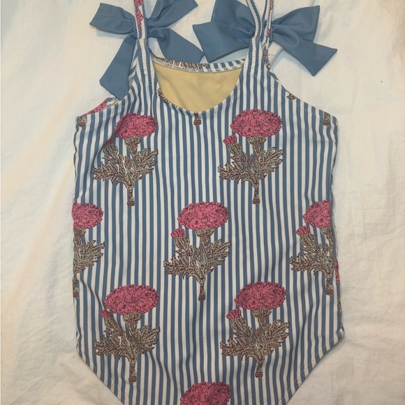 Pink Chicken Girls lulu suit blush marigold stripe - Picture 2 of 2